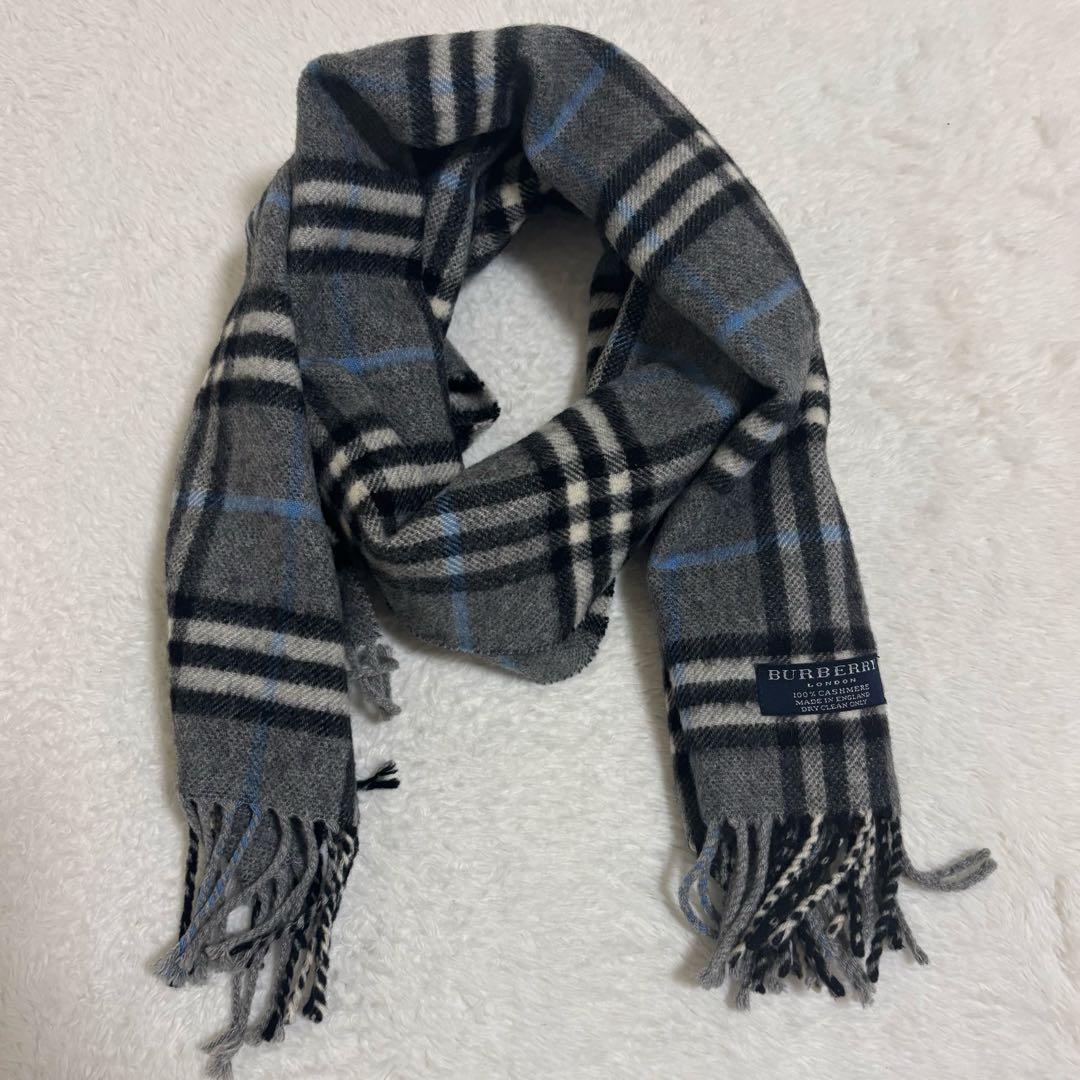 BURBERRY LONDON マフラー カシミア100% スモークドチェック