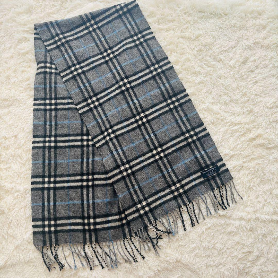 BURBERRY LONDON マフラー カシミア100% スモークドチェック