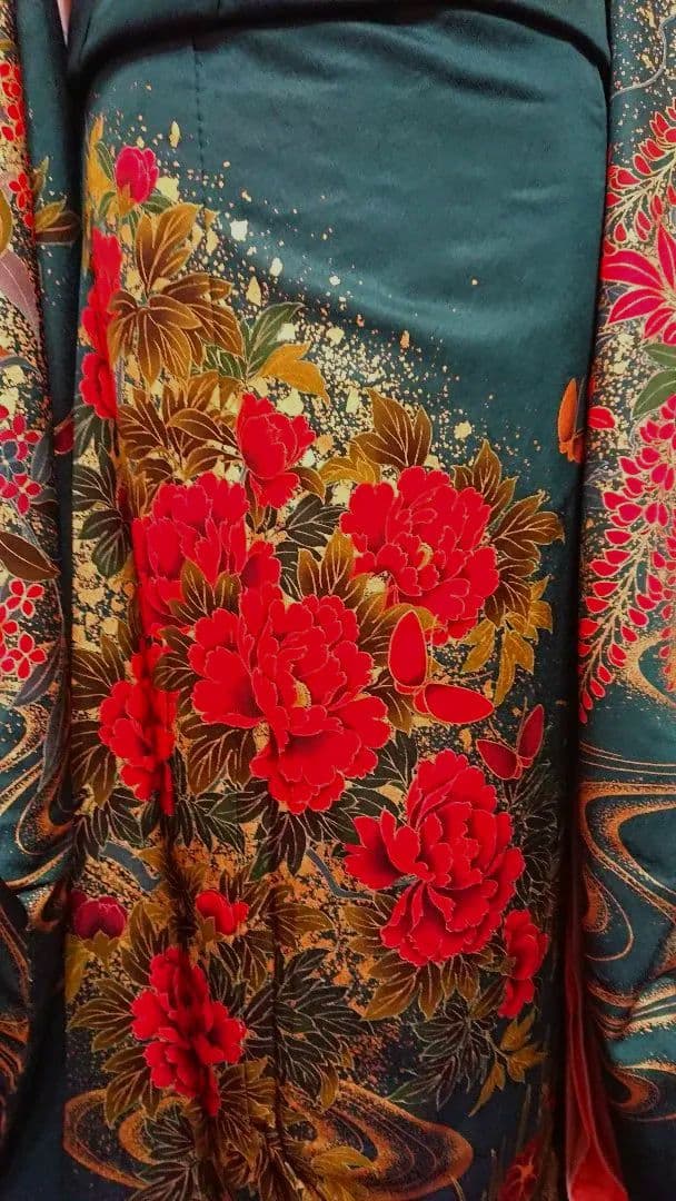 セミアンティーク振袖フルセットトールサイズ牡丹蝶々藤百花繚乱 高級振袖大正ロマン