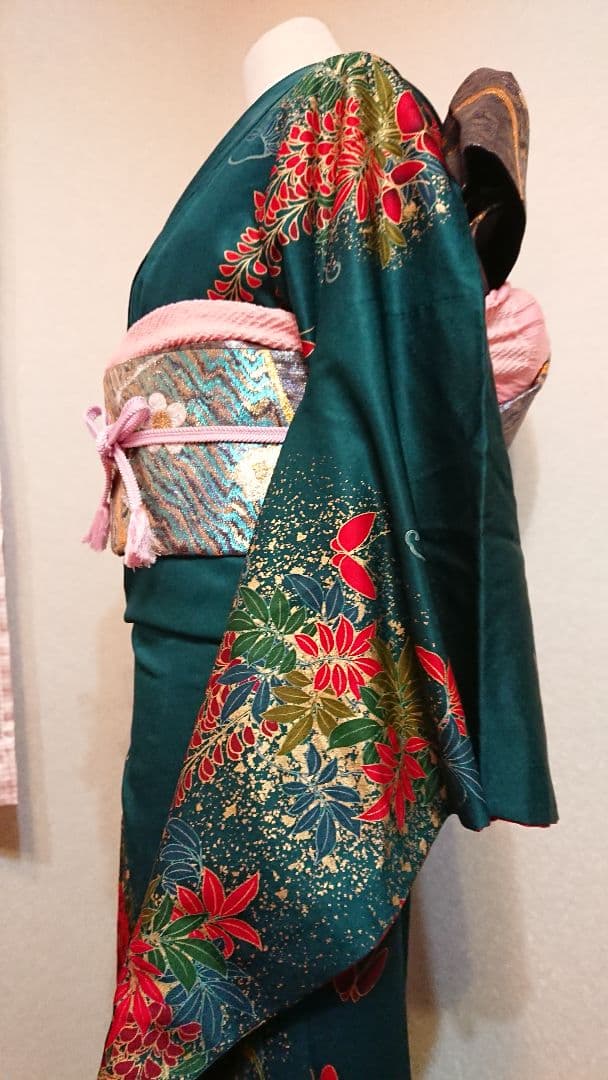 セミアンティーク振袖フルセットトールサイズ牡丹蝶々藤百花繚乱 高級振袖大正ロマン