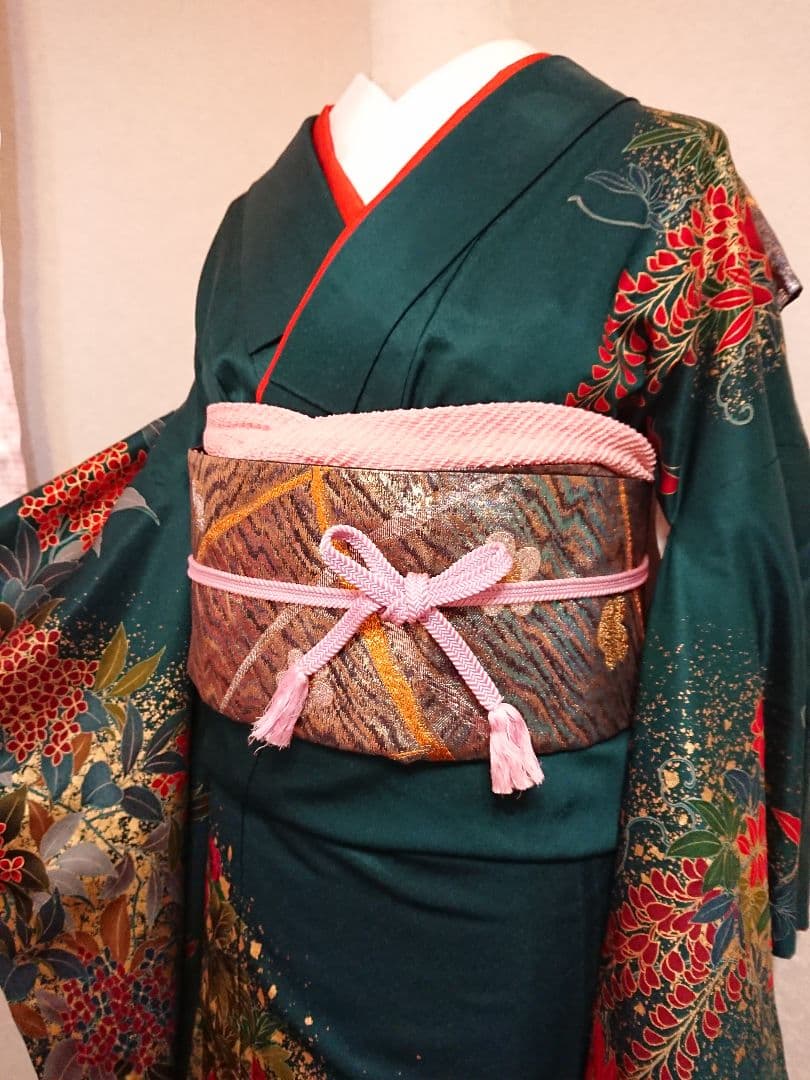 セミアンティーク振袖フルセットトールサイズ牡丹蝶々藤百花繚乱 高級振袖大正ロマン