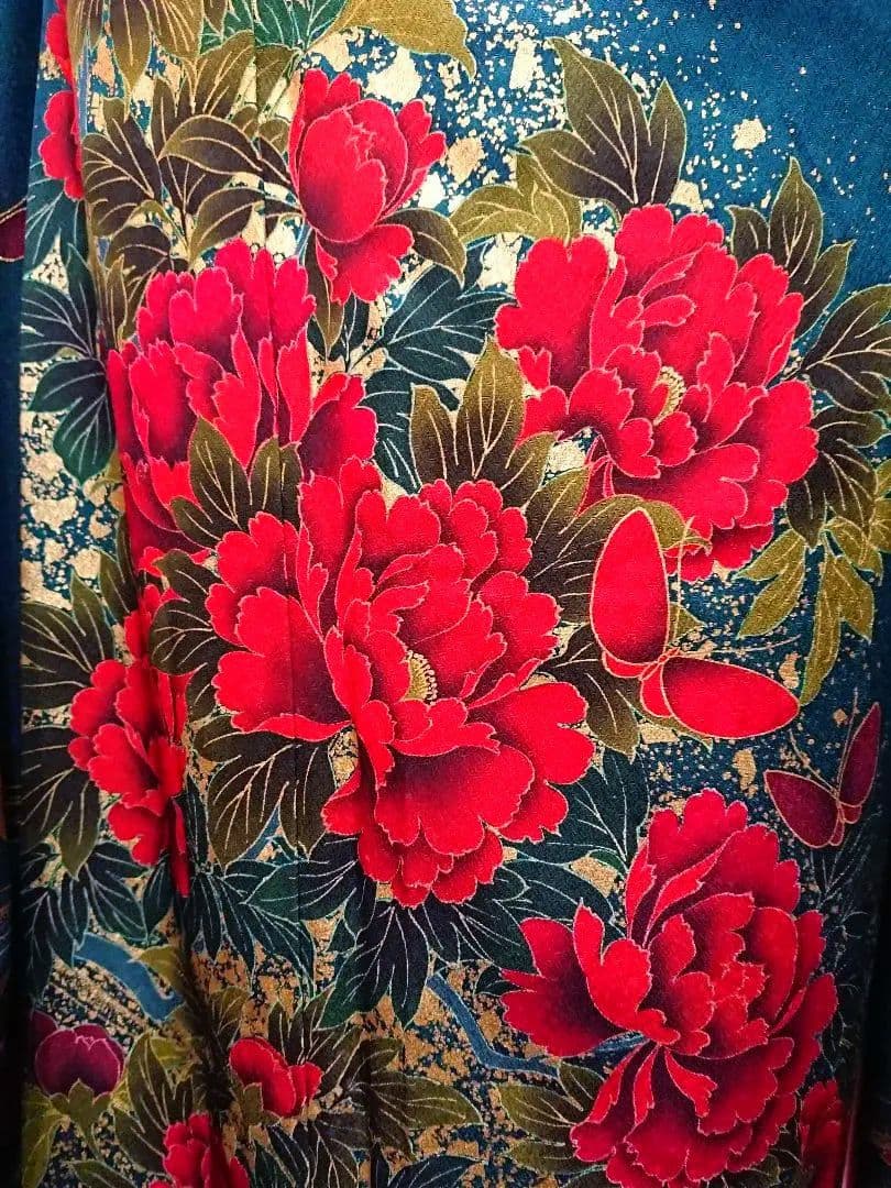 セミアンティーク振袖フルセットトールサイズ牡丹蝶々藤百花繚乱 高級振袖大正ロマン