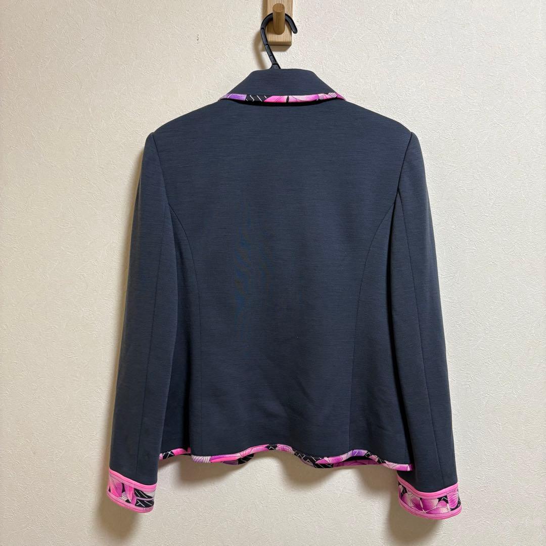 レオナール ウール混 テーラードジャケット グレー 9AR