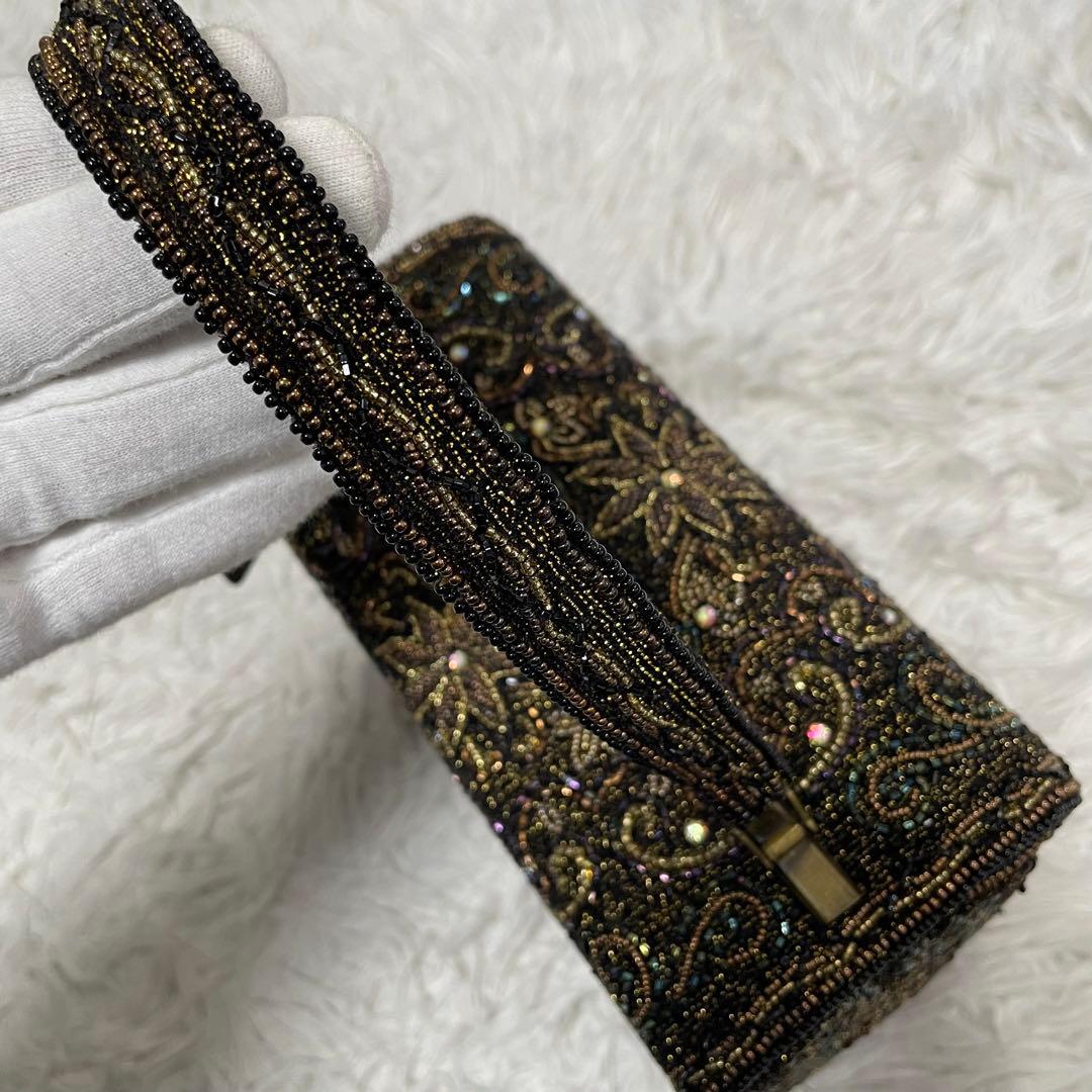 L'oro ロロ ビーズバッグ ターンロック金具 ハンドバッグ アンティーク