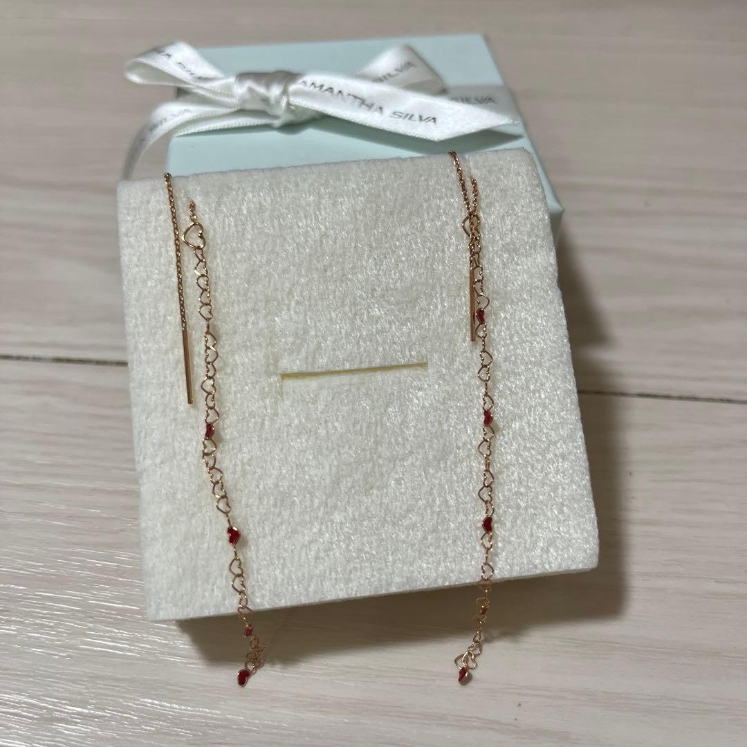 新品　K10 サマンサシルヴァ ゴールド アメリカンピアス ハート　ラブチェーン