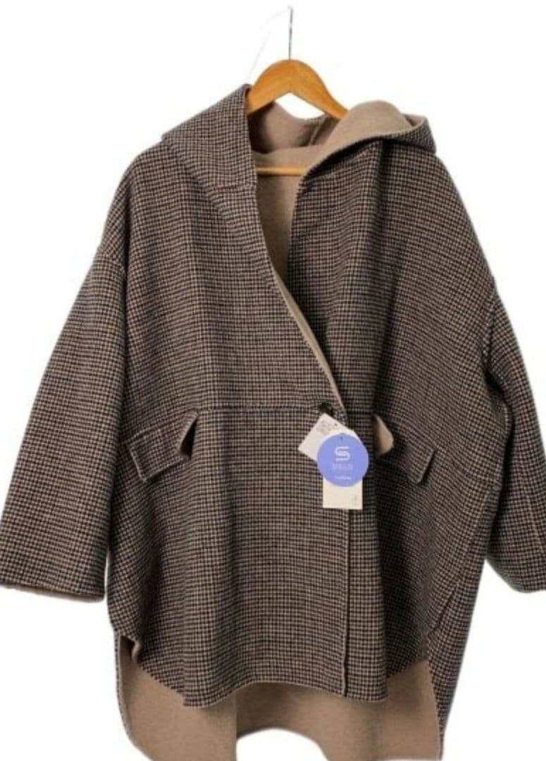 【未使用タグ付き】SHIPS any　リバーフーデットミディコート　ベージュ