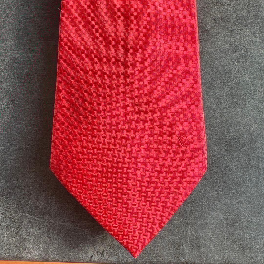 LOUIS VUITTON レッド チェック柄 ネクタイ