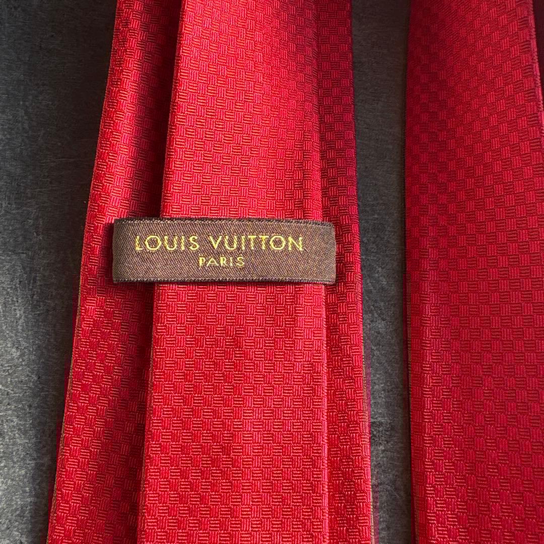 LOUIS VUITTON レッド チェック柄 ネクタイ
