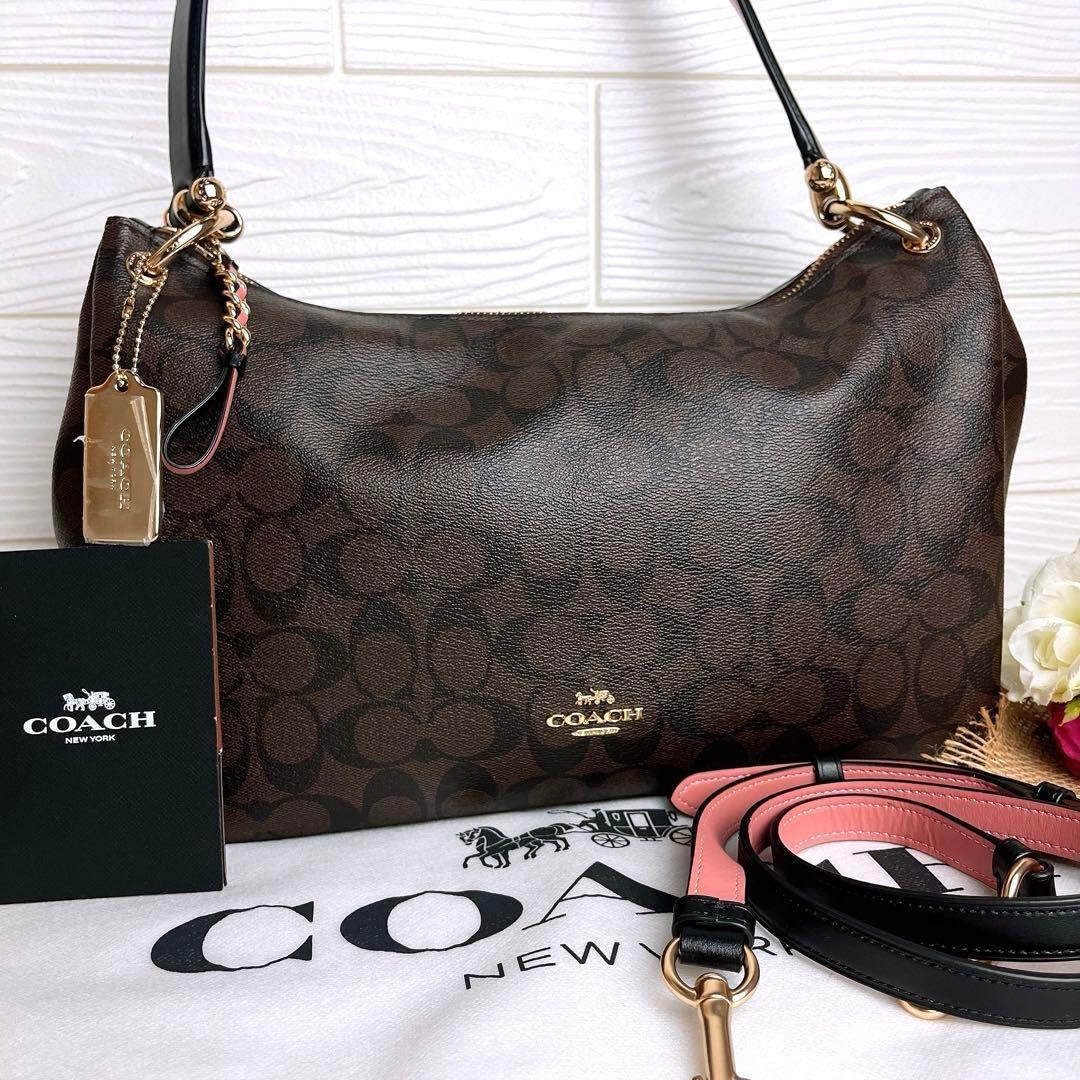 極美品☆COACHコーチ 2wayショルダーバッグ ブラウン レザー 大容量