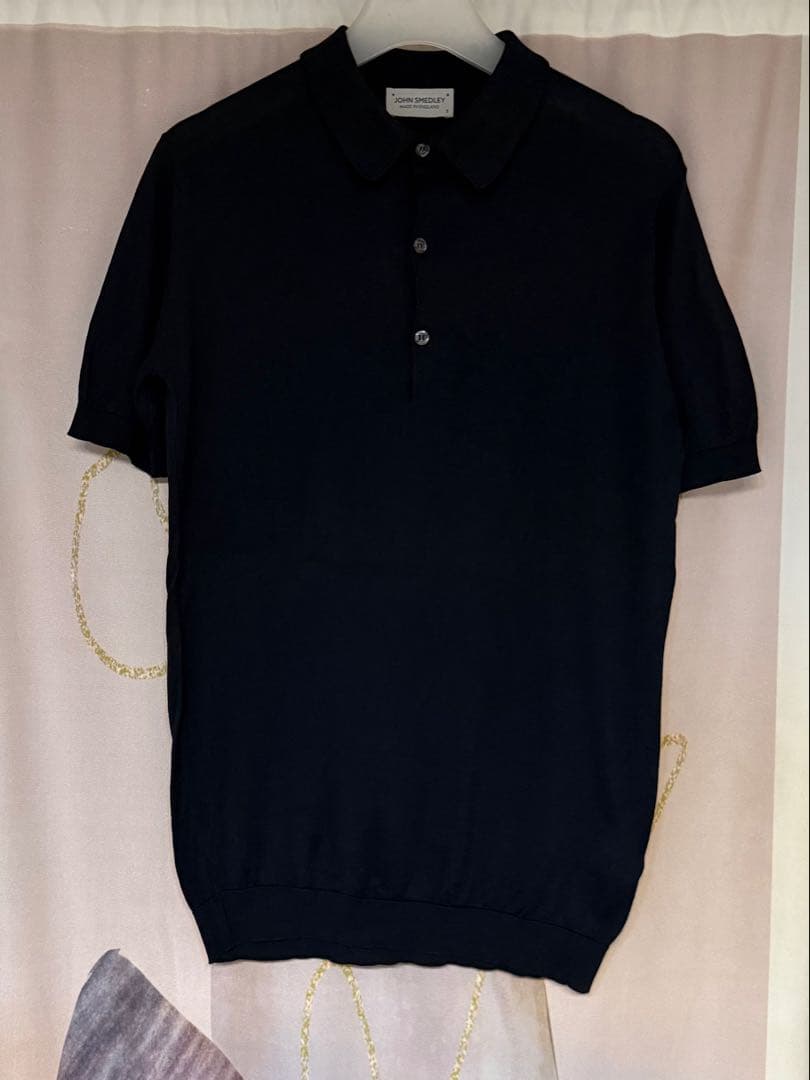 ジョンスメドレー 銀タグ シーアイランドコットン ニットポロシャツ ネイビー