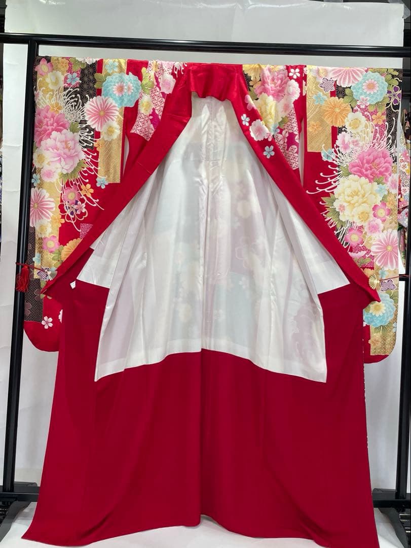 成人式　振袖　正絹　赤　KANSAI