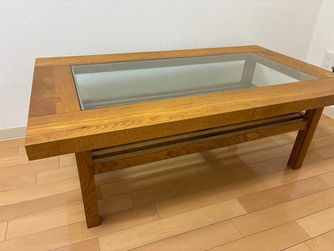【廃盤】クラッシュゲート　センターテーブル　天然木 ガラス リビングテーブル