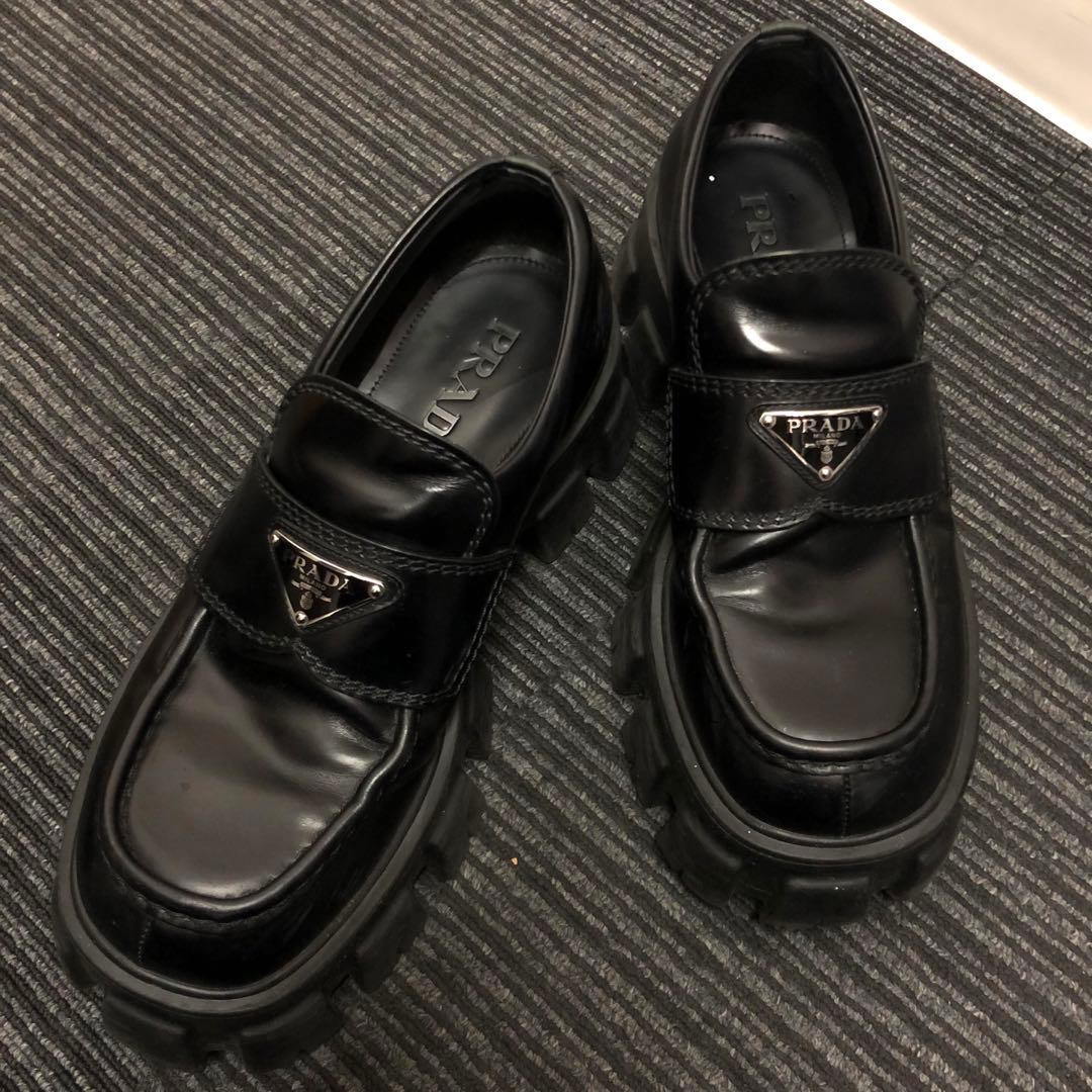 PRADA モノリス　ブラッシュドレザー　ローファー サイズ表記5 2DE129