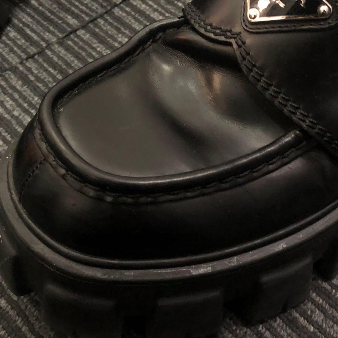 PRADA モノリス　ブラッシュドレザー　ローファー サイズ表記5 2DE129
