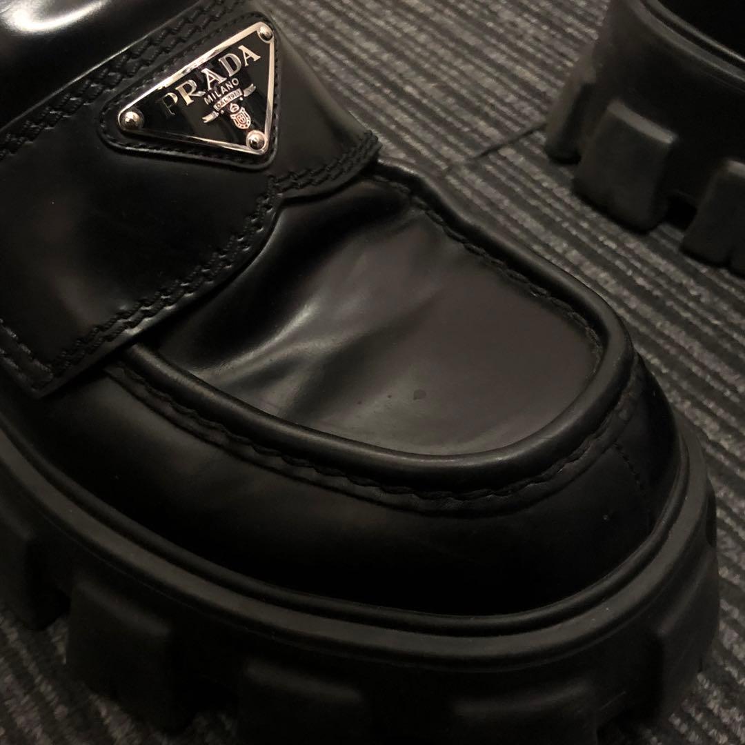 PRADA モノリス　ブラッシュドレザー　ローファー サイズ表記5 2DE129