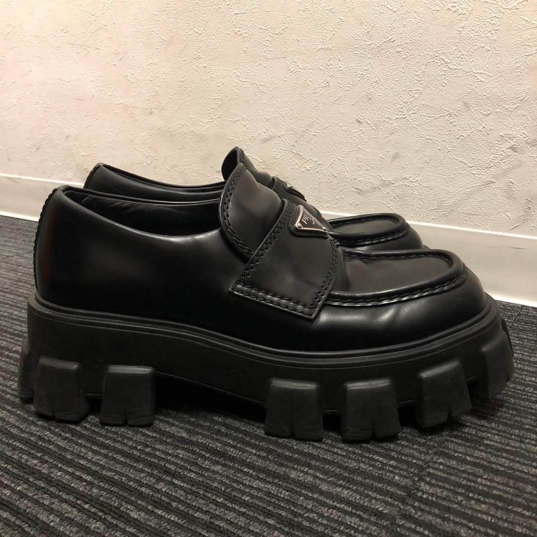PRADA モノリス　ブラッシュドレザー　ローファー サイズ表記5 2DE129