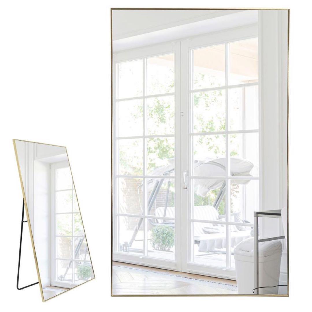 全身鏡 大型 直角 160cmx100cm 鏡 スタンドミラー 姿見鏡 ブラック