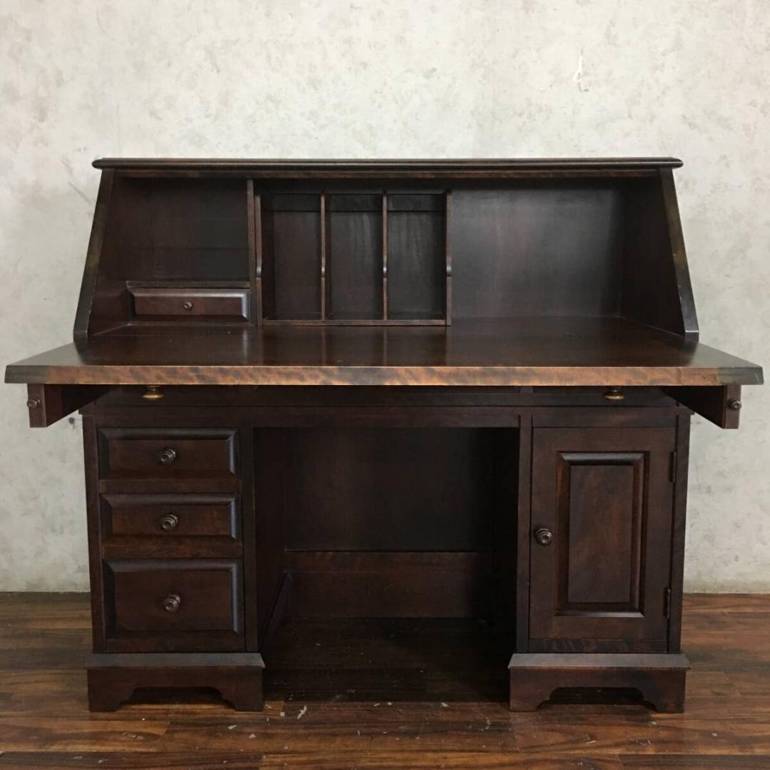 月末限定値下げ！北海道民芸家具 樺無垢材 ライティングビューロー デスク 両袖