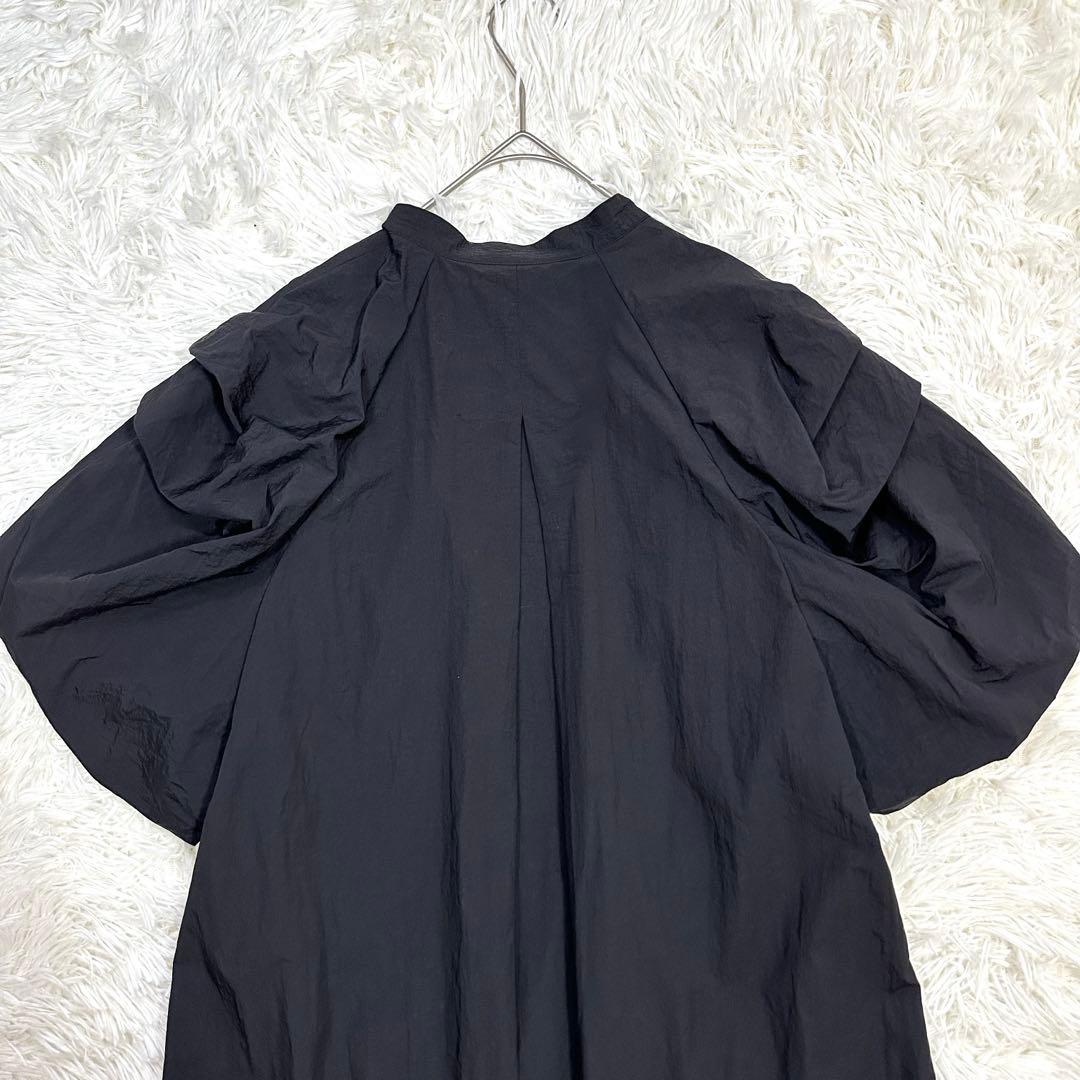 23年 美品 ルフィル ライトナイロンドレス フリル ボリュームスリーブ 黒