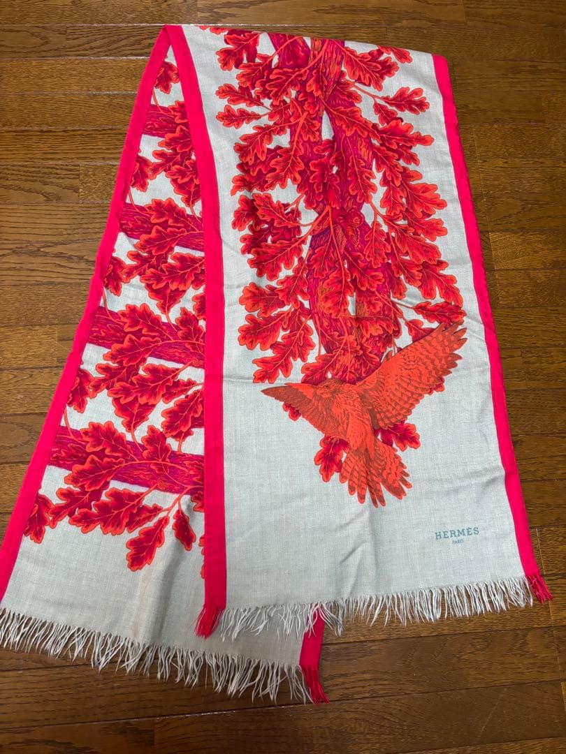 HERMES 赤い鳥デザイン マフラー