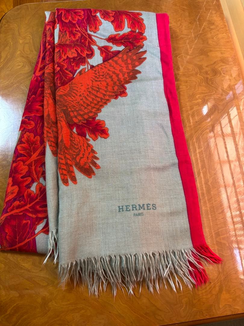 HERMES 赤い鳥デザイン マフラー