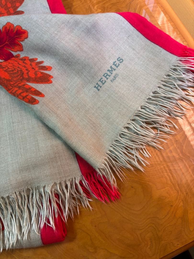 HERMES 赤い鳥デザイン マフラー