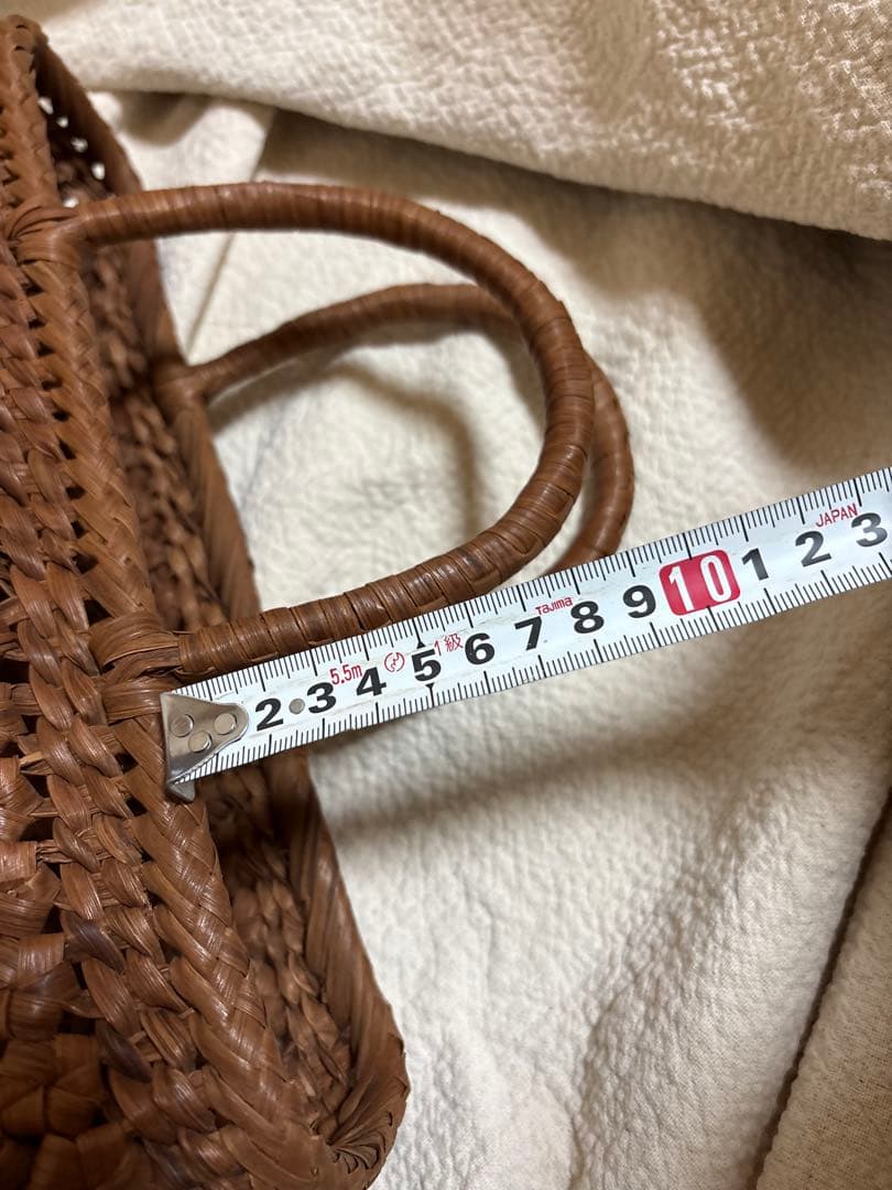 最終のお値下げ！カゴアミドリ購入　国産山葡萄かごバッグ　六角花結び