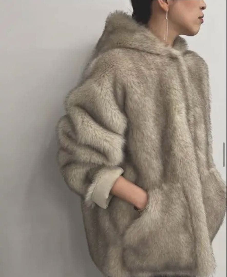 ジャケット・アウター think fur gradation fur foody jacket