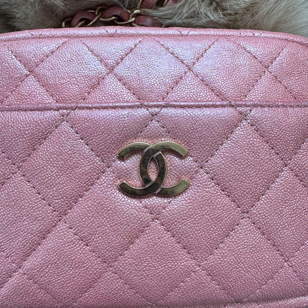 CHANEL キャビアスキン マトラッセ☆チェーンショルダーカメラバッグ