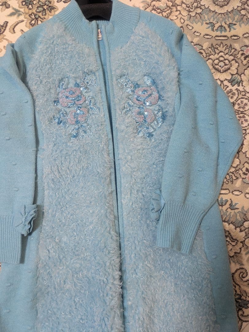 スーパービューティー♡爽やかブルー　ニットコート　42 　新品