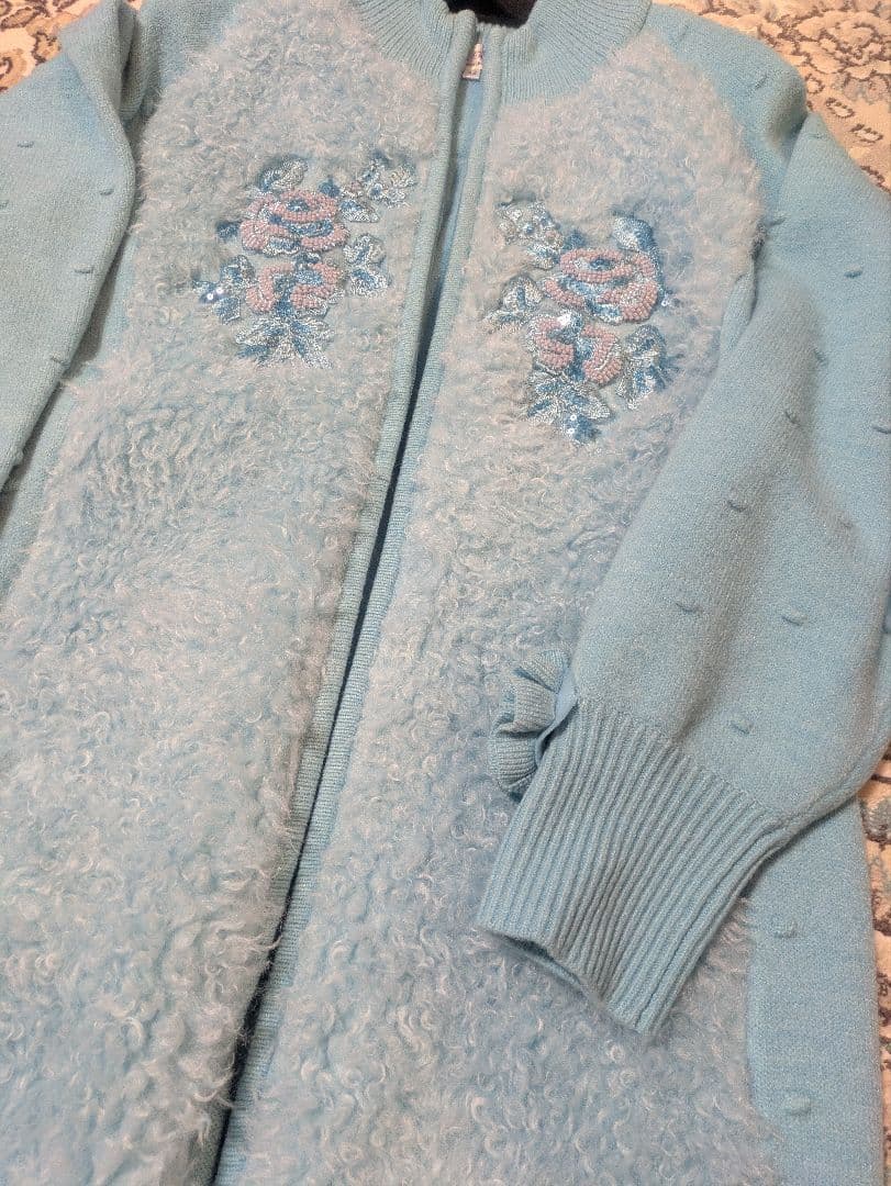 スーパービューティー♡爽やかブルー　ニットコート　42 　新品