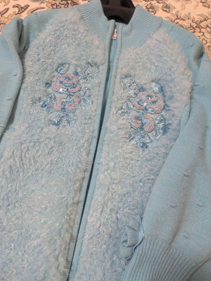 スーパービューティー♡爽やかブルー　ニットコート　42 　新品