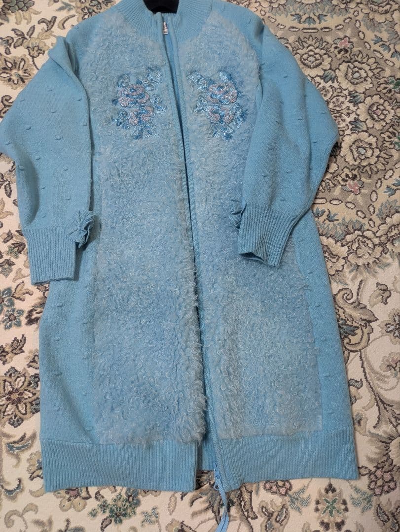 スーパービューティー♡爽やかブルー　ニットコート　42 　新品