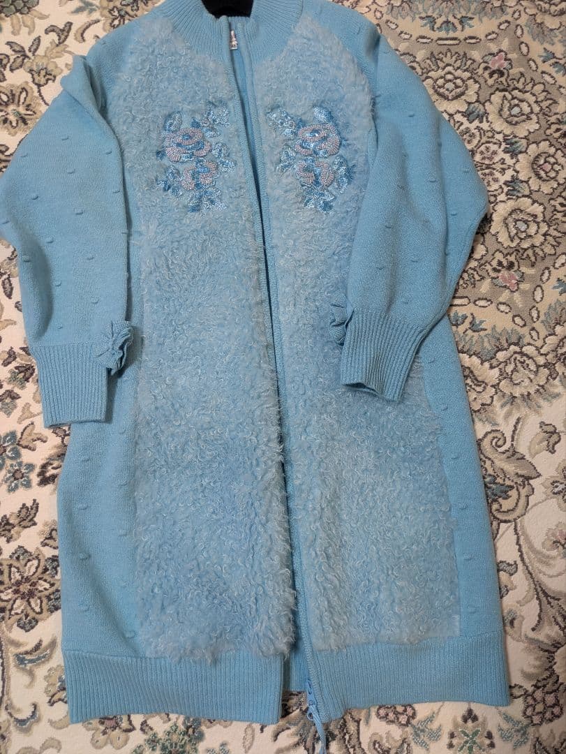 スーパービューティー♡爽やかブルー　ニットコート　42 　新品