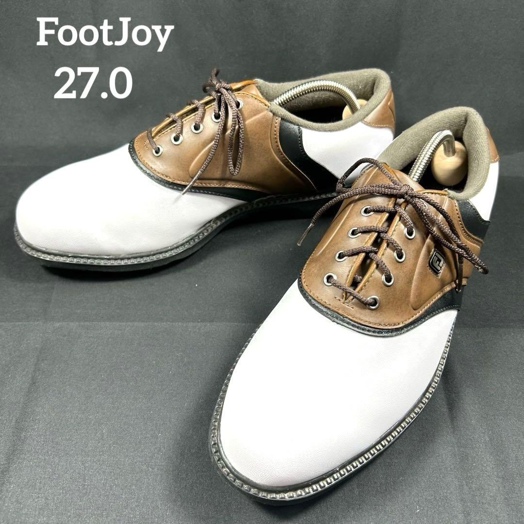 【新品級】 フットジョイ　ゴルフシューズ レザー 白茶 US9