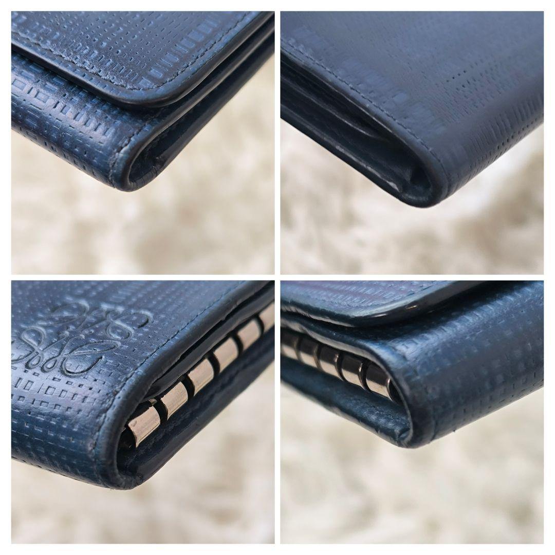 【美品】LOEWE ロエベ 6連 キーケース アナグラム リネン ネイビー