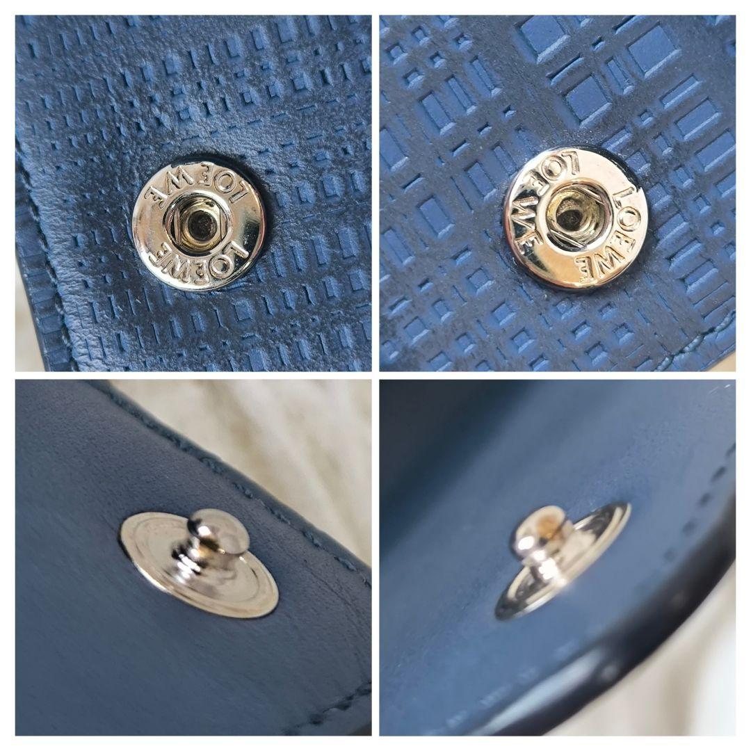 【美品】LOEWE ロエベ 6連 キーケース アナグラム リネン ネイビー