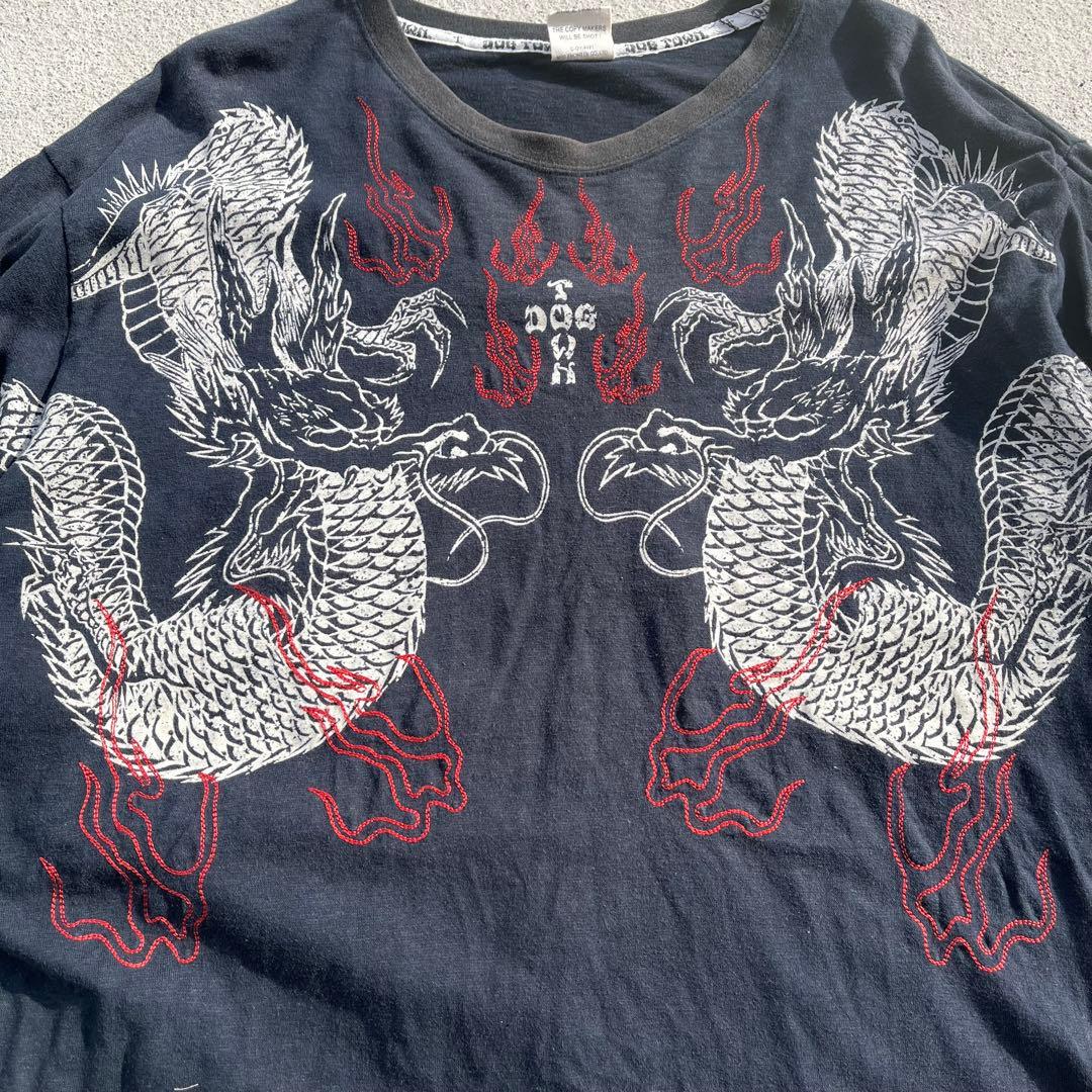 DOG TOWN ドックタウン 黒龍 長袖　ロンT パッチワークシャツ　XL