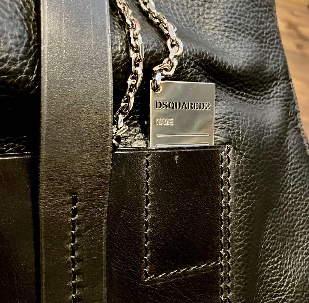 ディースクエアード DSQUARED2 黒×迷彩 レザー バッグ ユニセックス