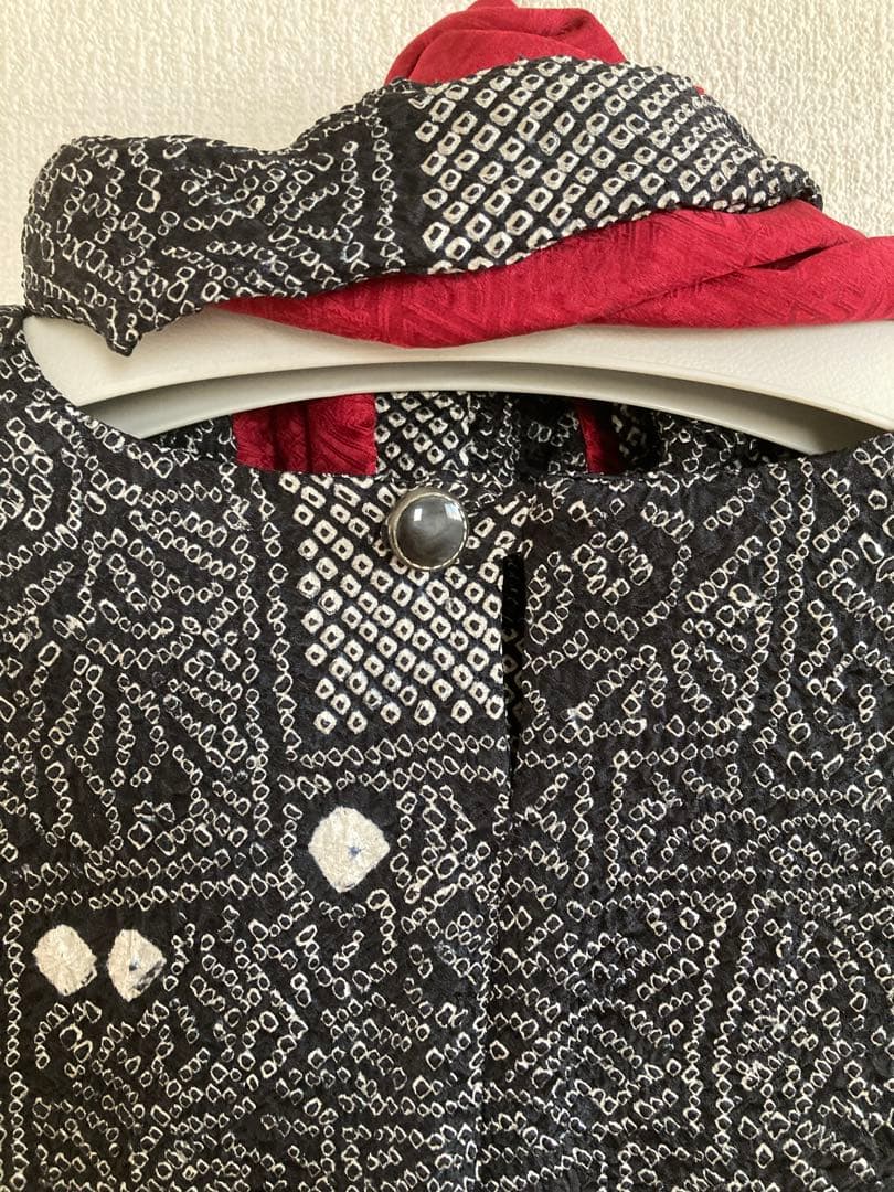 着物リメイク　絞り道行からの、スヌード付き、チュニック