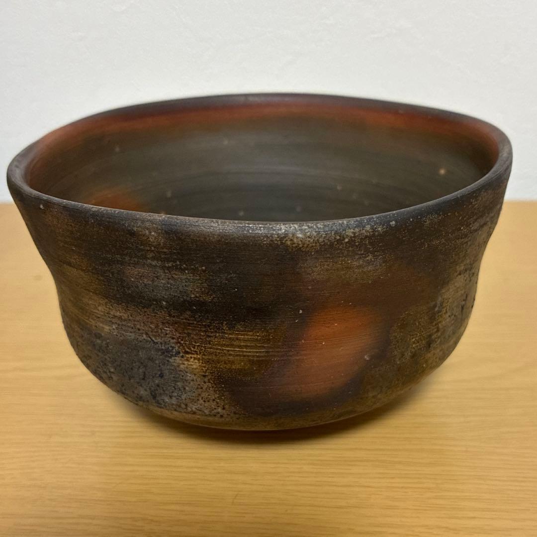 【名工・小西陶古】備前焼 抹茶茶碗 茶盌 共箱・真田紐付