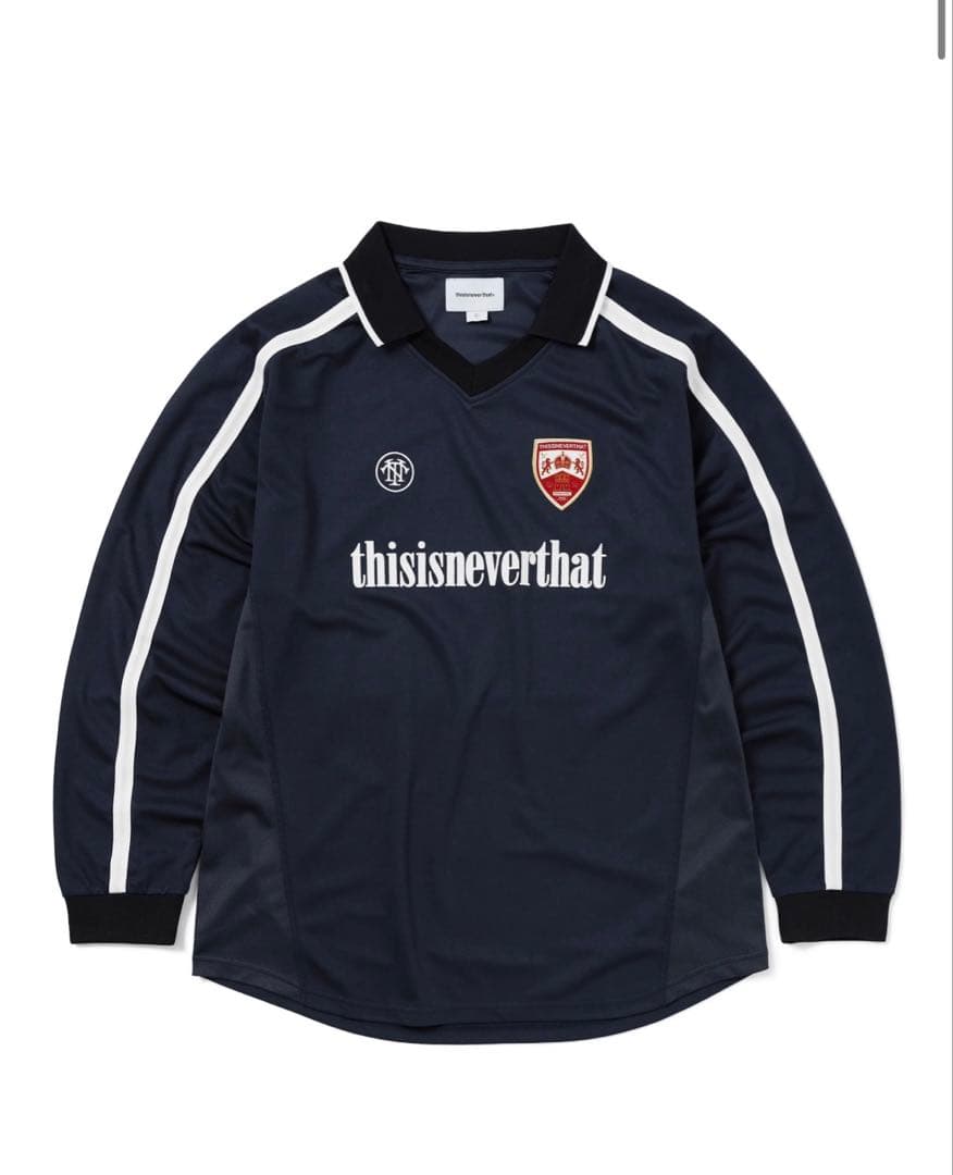 thisisneverthat ネイビー 長袖ポロシャツ S