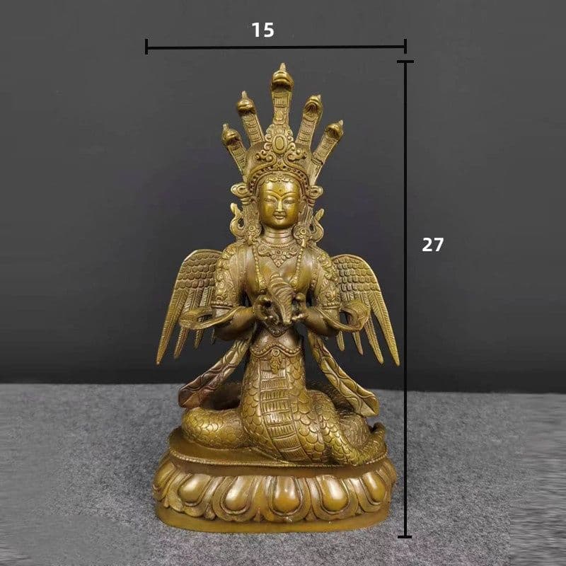 铜制 龙树菩萨 龙胜观音佛像 女娲蛇仙 蛇女 開運 風水 招財 置物 工芸品