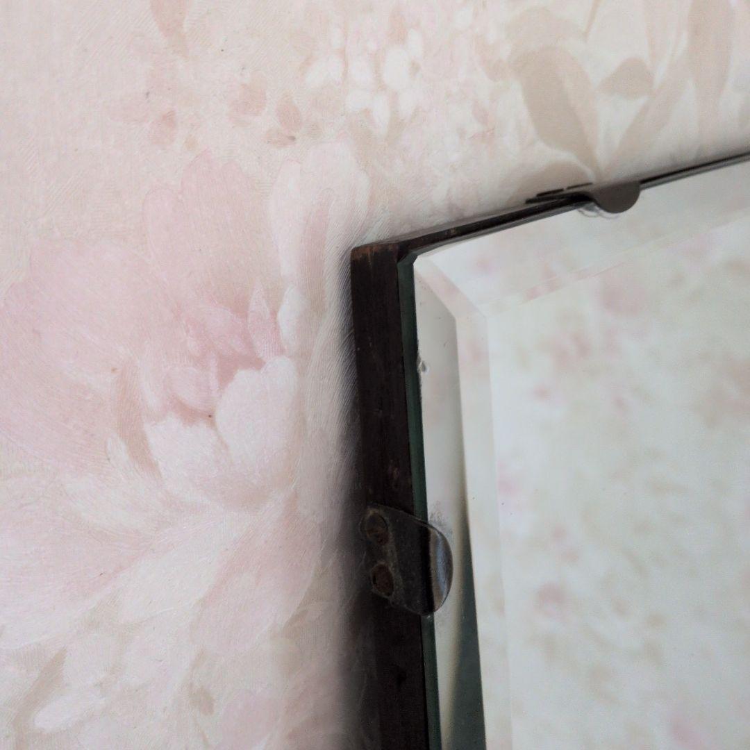 アンティークイギリス不規則形状の木製ミラー