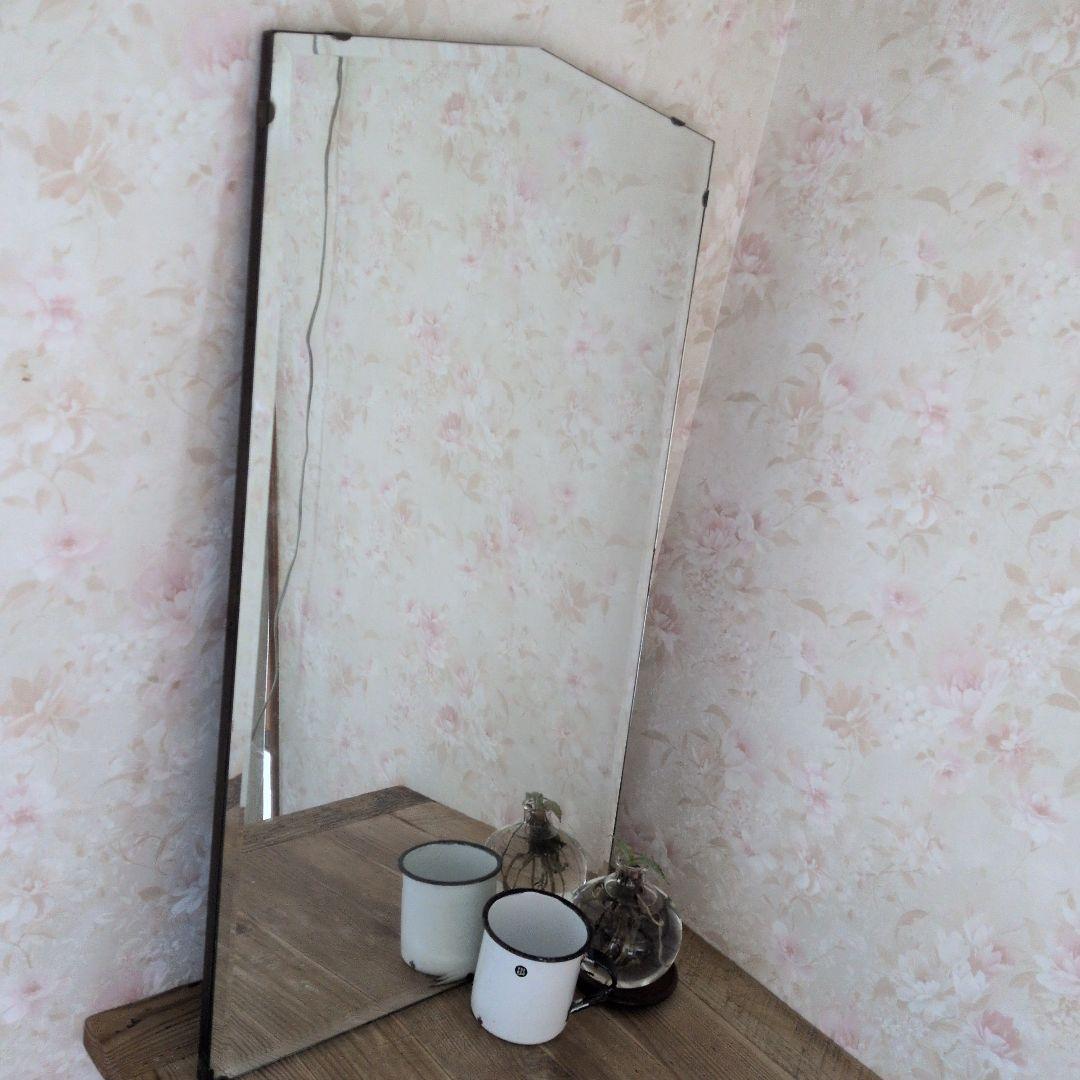 アンティークイギリス不規則形状の木製ミラー