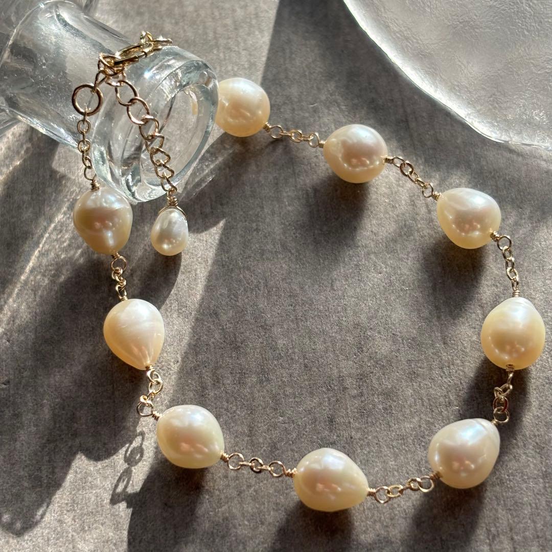 【専用です】淡水パール ぷっくり雫✴︎14kgfブレスレットB175他・計3点