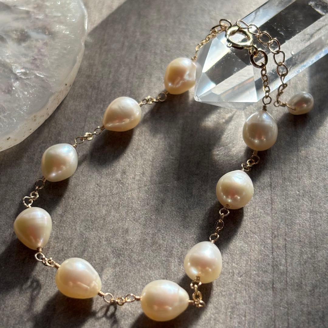 【専用です】淡水パール ぷっくり雫✴︎14kgfブレスレットB175他・計3点