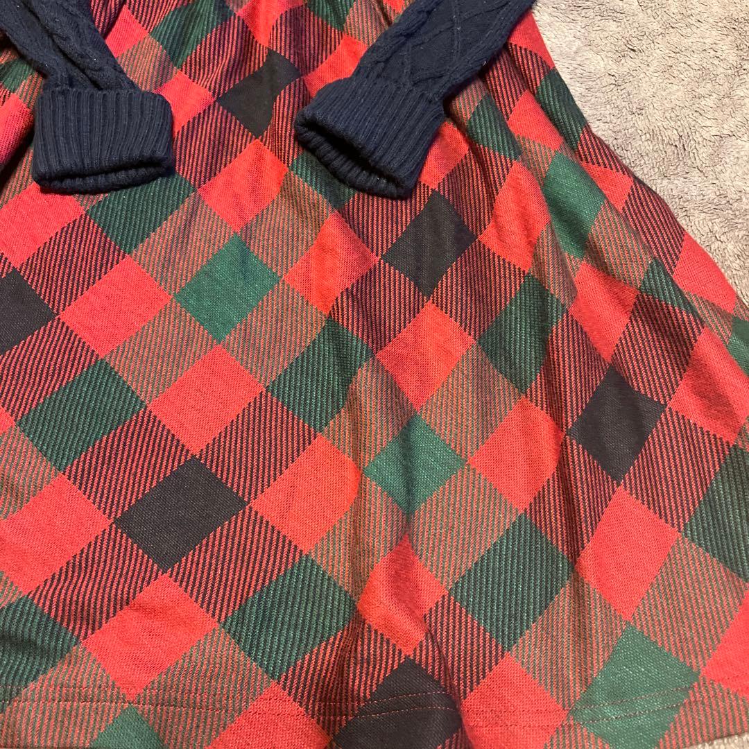 ファミリア　familiar ワンピース 140 ネイビー チェック柄