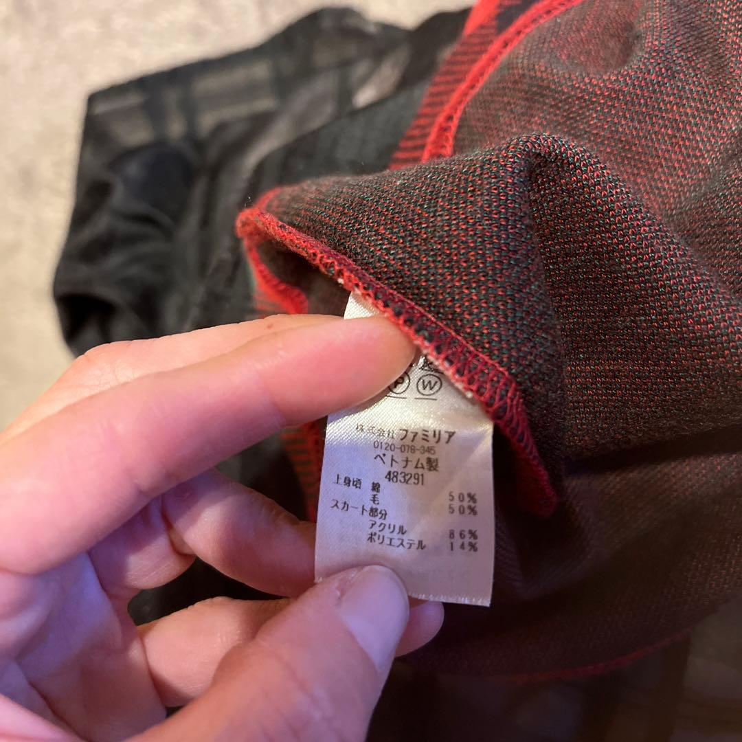 ファミリア　familiar ワンピース 140 ネイビー チェック柄