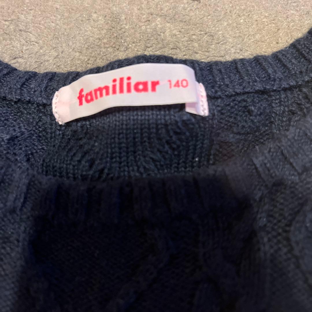 ファミリア　familiar ワンピース 140 ネイビー チェック柄